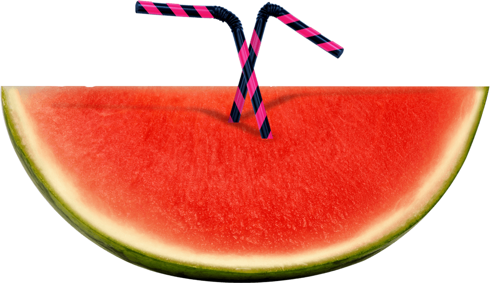 Watermelon with straws